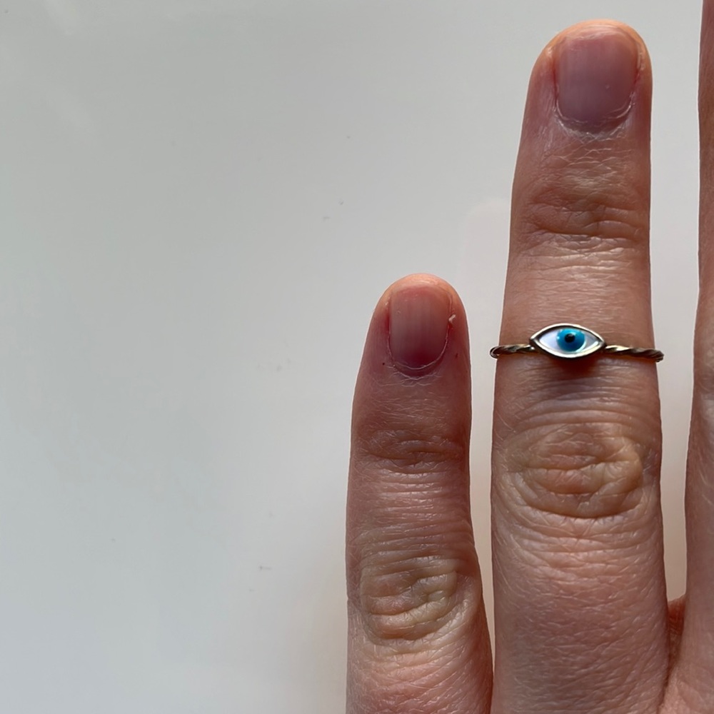 Adjustable midi evil eye ring